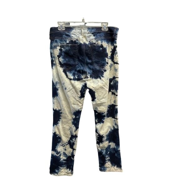 Gap 1969 Real Straight Tie-Dye Jeans 30R Cotton Denim Blue & White - Picture 5 of 7